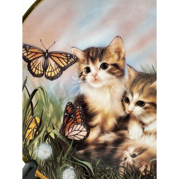 "CHASING BUTTERFLIES" Plate Artist Sprovach The Franklin Mint Kittens 8" - Picture 3 of 6
